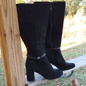 Croft & Barrow Tall Black Dress Boots High Heeled 17 Inch Calf Size 8 Worn Once